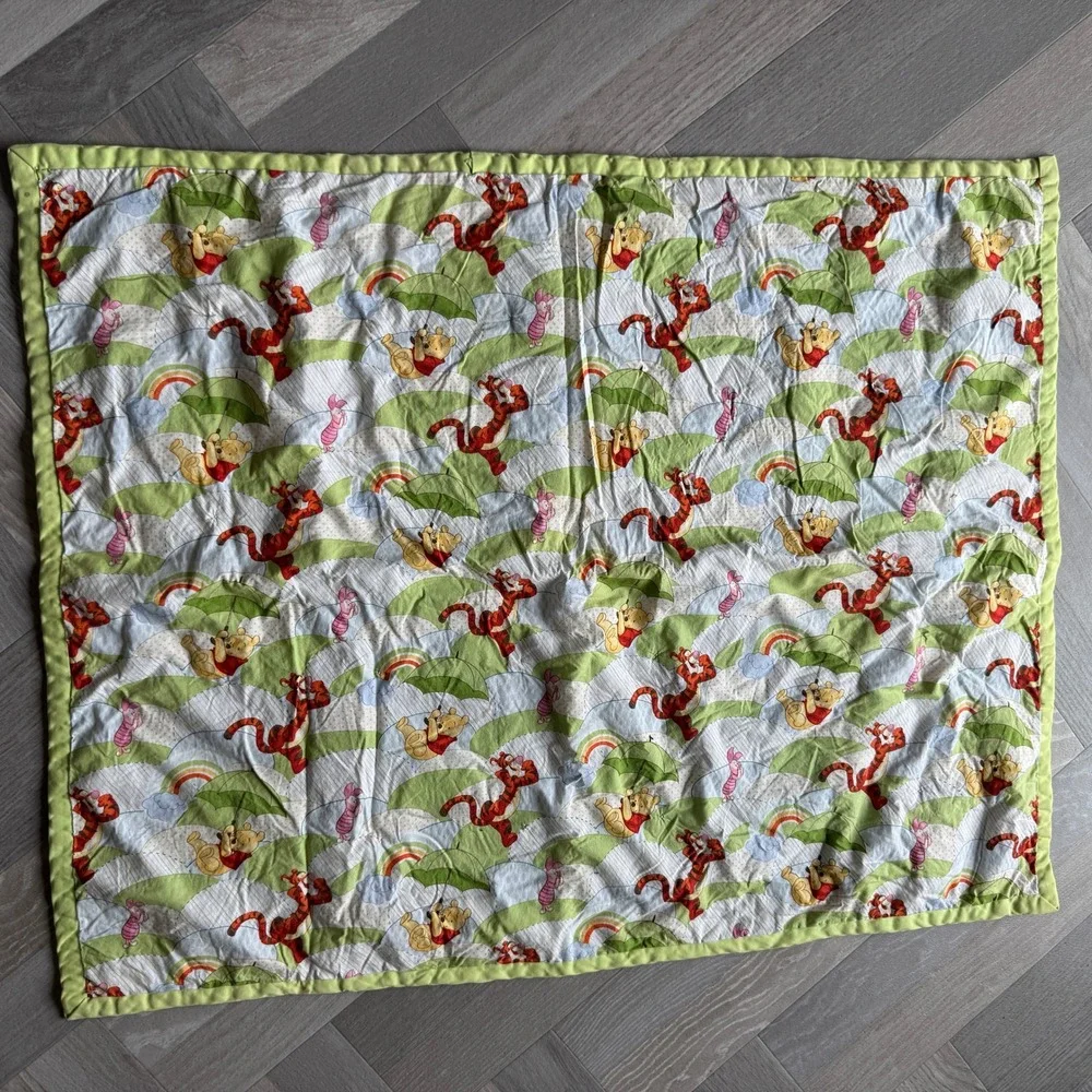 Disney Winnie the Pooh Tigger Piglet Baby Blanket Quilted Rainbow Nursery Decor